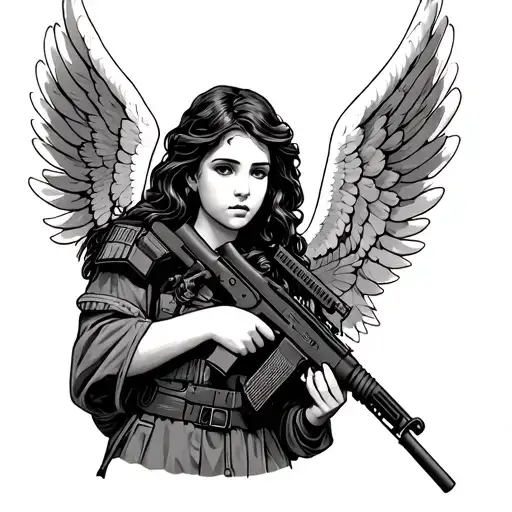 Angel Holding A M16 Riffle