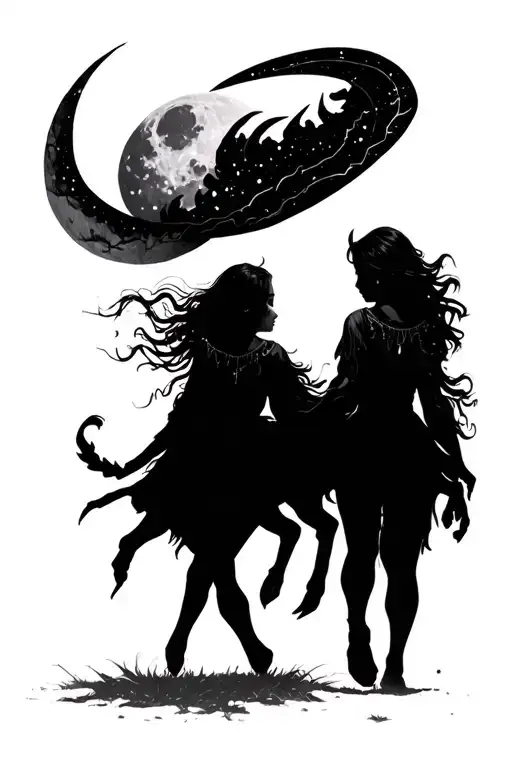 Moon Sagittarius And Scorpio Mother Daughter Shadow Walking