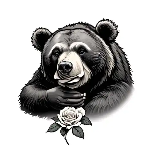 Bear Holdiing A Rose