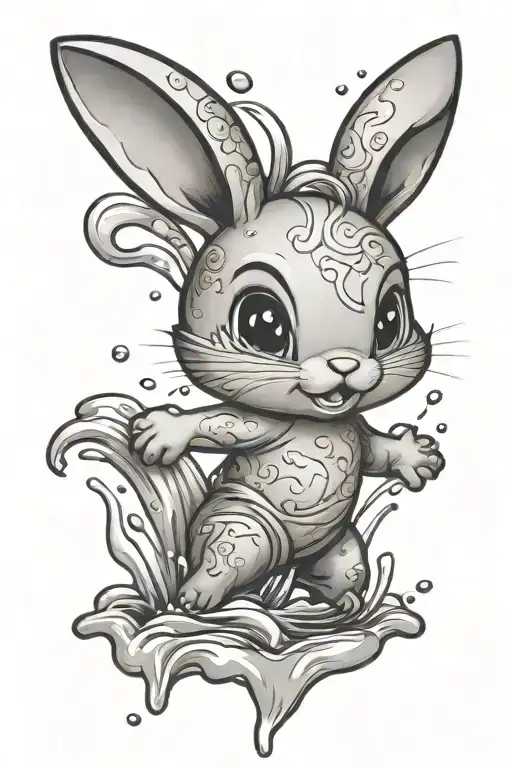 Chibi Bunny Jumping Through Water