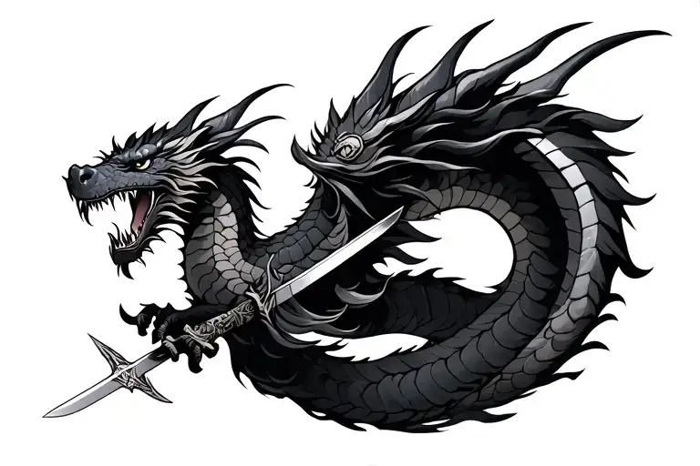 Swords Samurai Japnese Dragon Flying