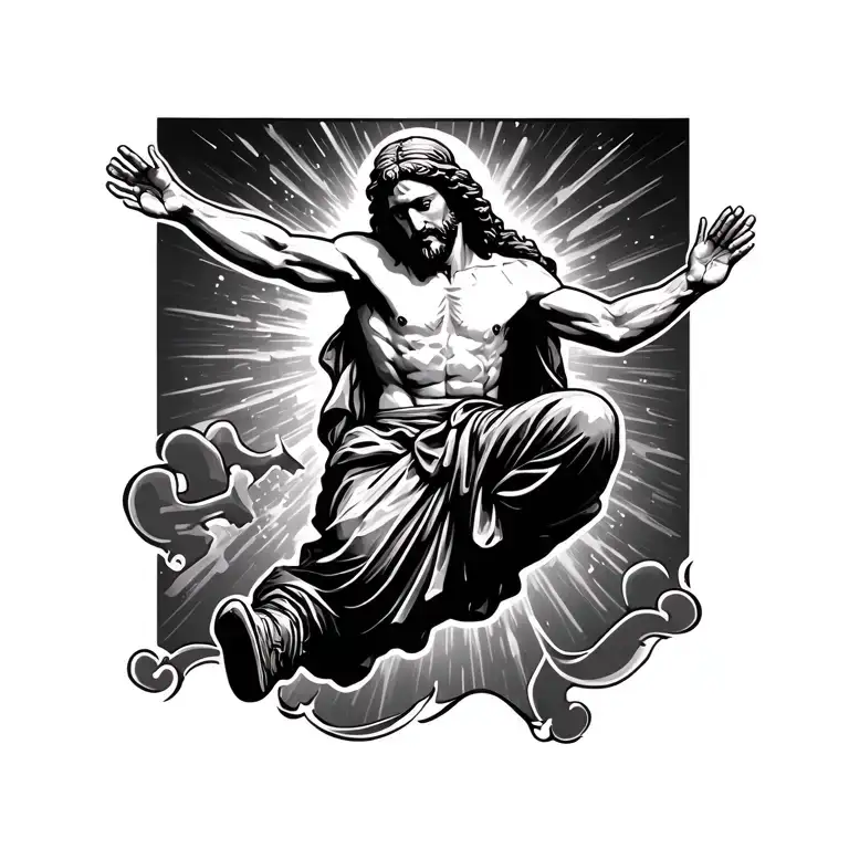 Jesus Doing A Kick Flip