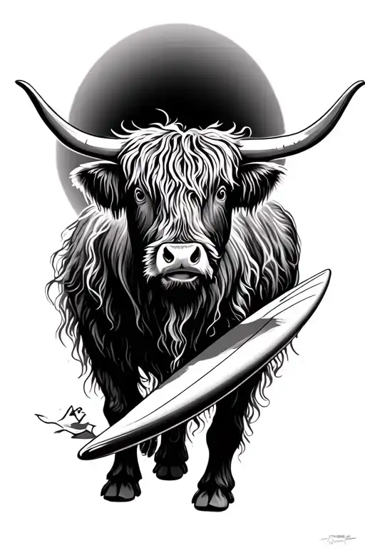 Highland Cow Surfing