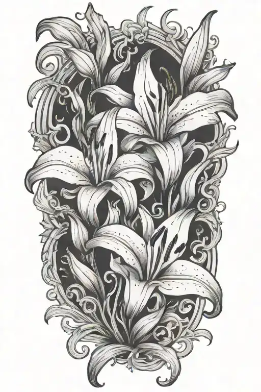 Lilies Engulfed By Fire Flames