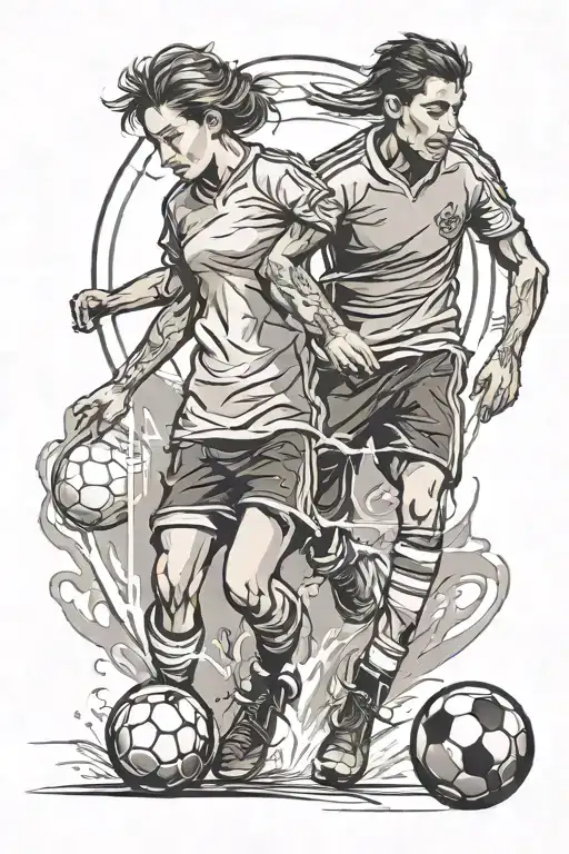 Mother And Son Playing Soccer