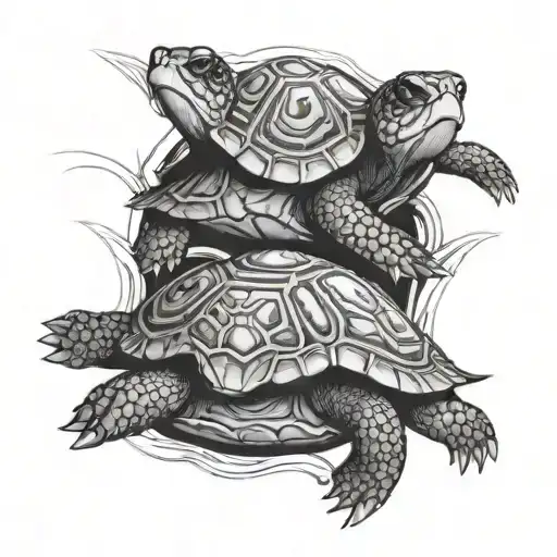 Twin Turtles Boys Abstract Tattoo Design