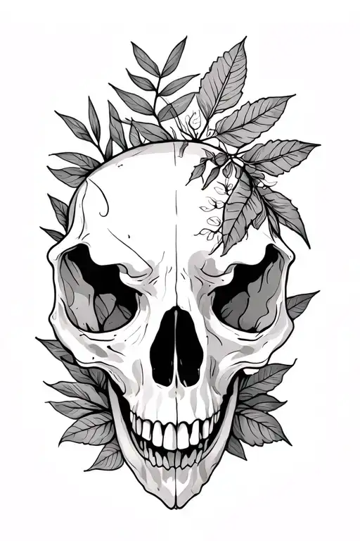 Animal Skull And Foliage