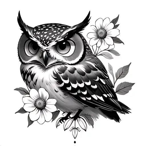 Owl Eyes Inside Flowers And Cross