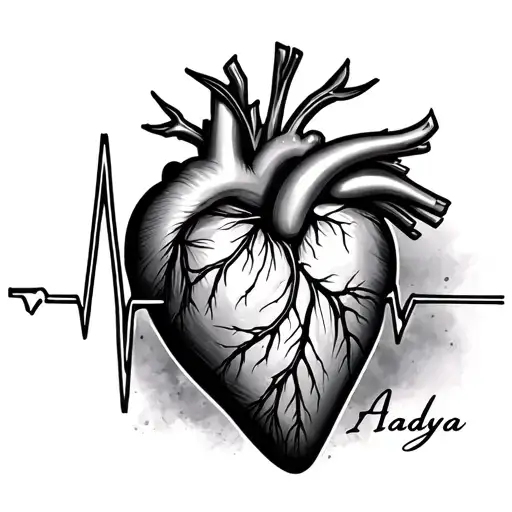 Heartbeat Line Followed By Name Aadya
