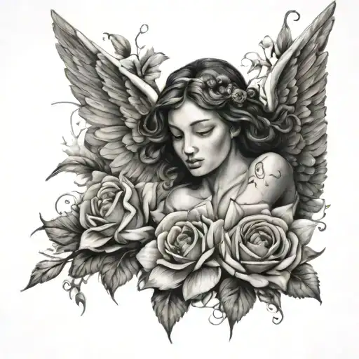 Memory Tattoo Flowers And Angel