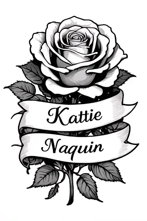 Rose With Banner With The Name Katie Naquin