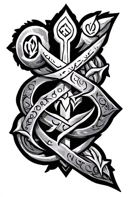 Generate A Norse Tattoo With The Runes Of Love And Courage And Strength And Protection