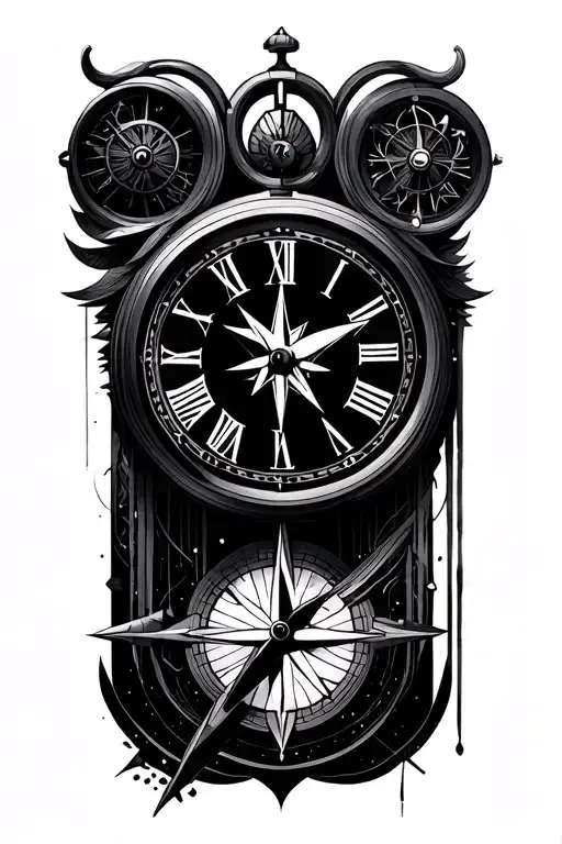 Clock And Compass With Lines And A Modern Twist