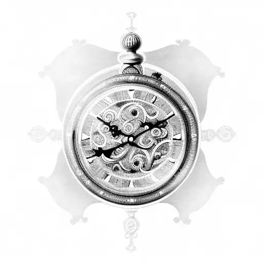 Clock Hourglass With Vintage Baroque Scroll