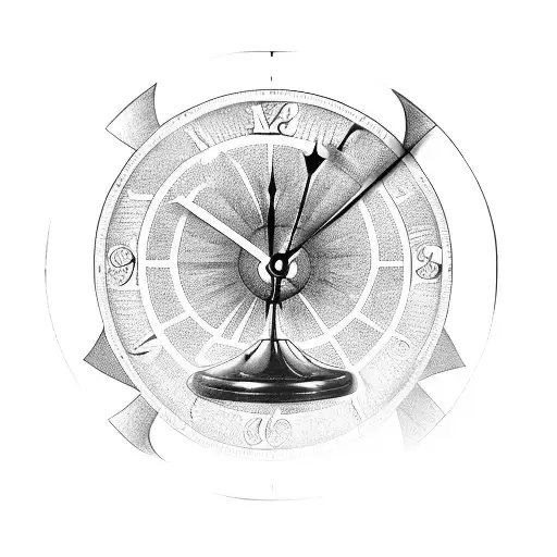 Clock Hourglass With Vintage Scroll