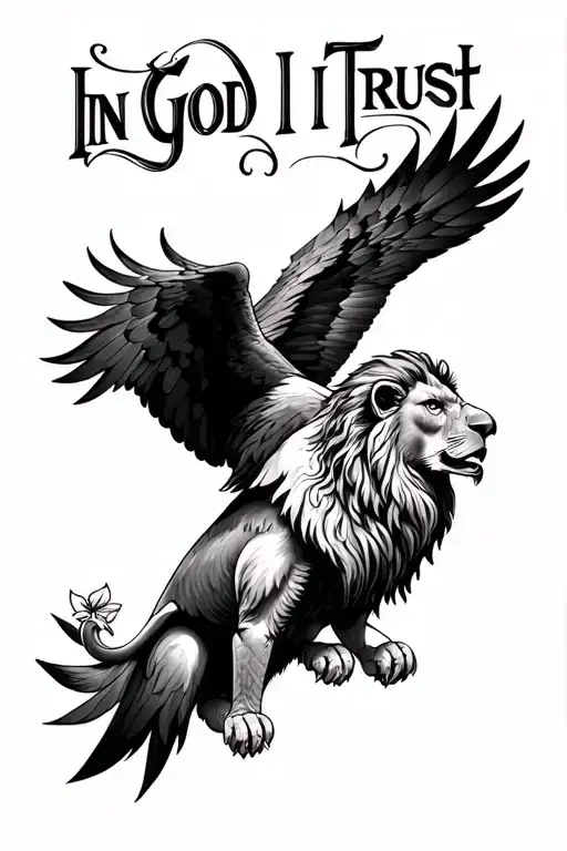 Eagle Fading Into Lion With In God I Trust Written Realistic