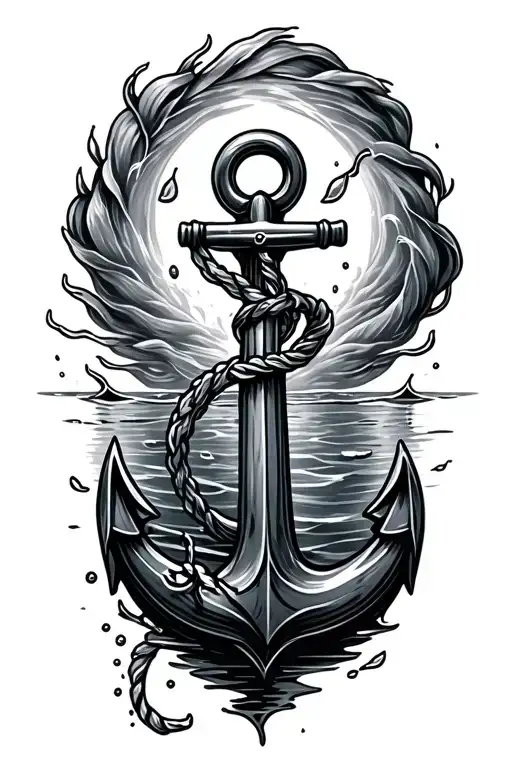 Nautical Elements Like Anchors Falling Through Water