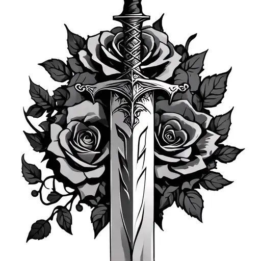 Dagger With A Rose And Its Vines Wrapped Around The Blade Of These Dagger