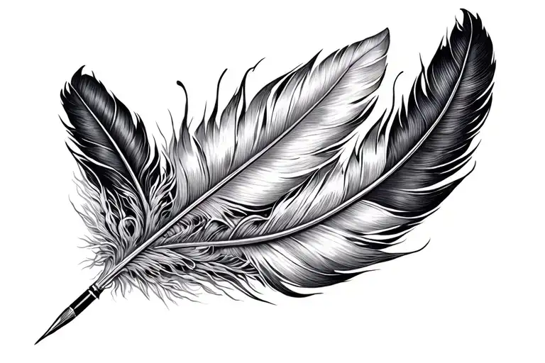 Feminine Feather Pen And Ink