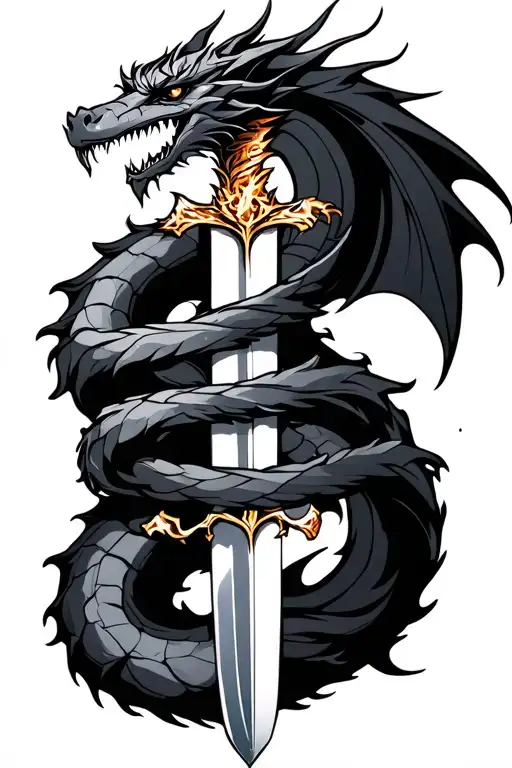 Broken Sword With A Dragon Wrapped Loosely
