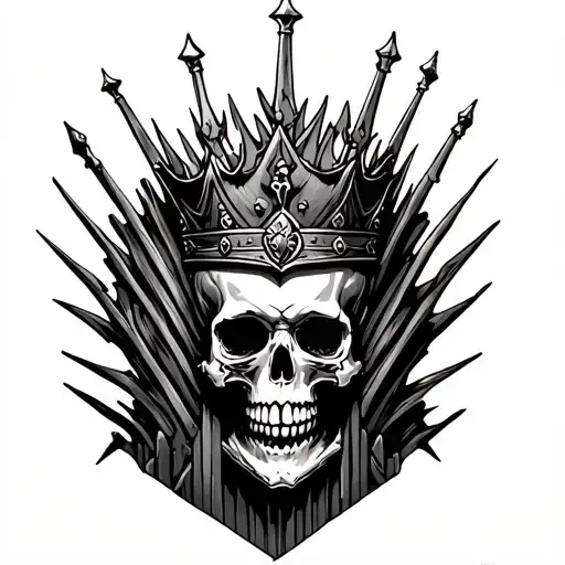 Skull And Throne Wearing A Crown