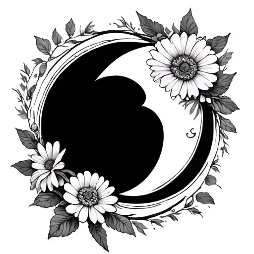 Marigold Flower And Moon Merging Together