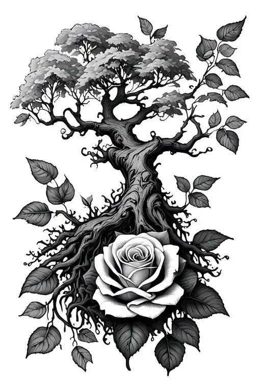 Strong Tree And A Rose Intertwined