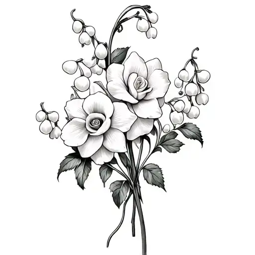 Daffodil Lily Of Valley Intertwined With Eachother Roses Violets Narcissus