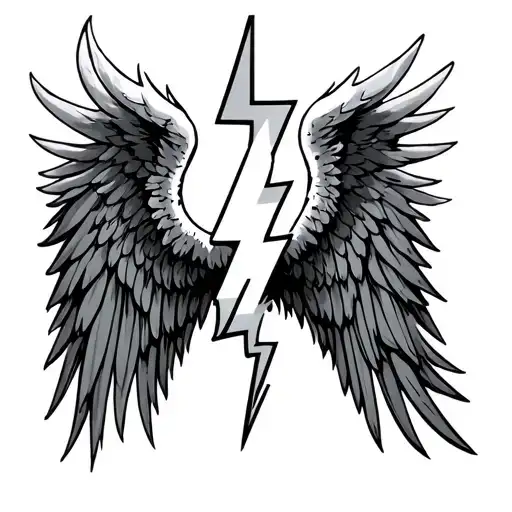 Angel Wings Holding Lightning Bolt