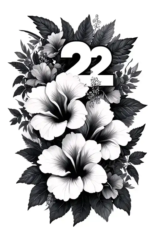 Hibiscus Flowers With Angel Numbers 222 With Fillers