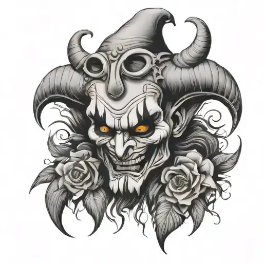 El Diablo En Forma De Un Payaso Y Triste