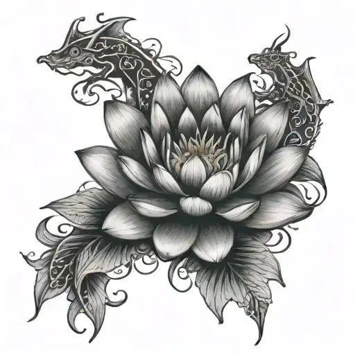 Water Lily With Dragons