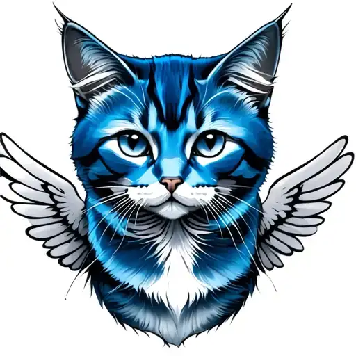 Blue Russian Cat With Wings