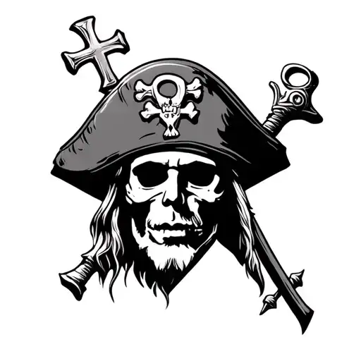 Jerusalem Cross And Realism Pirate Head