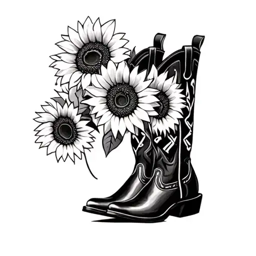 Western Boots Sunflowers