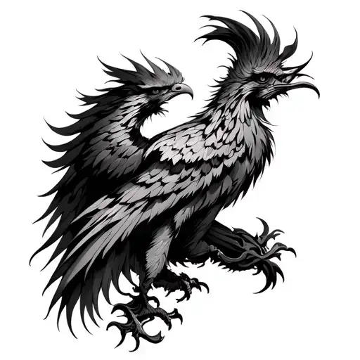 Phoenix That Goes From The Elbow To The Shoulders In Black