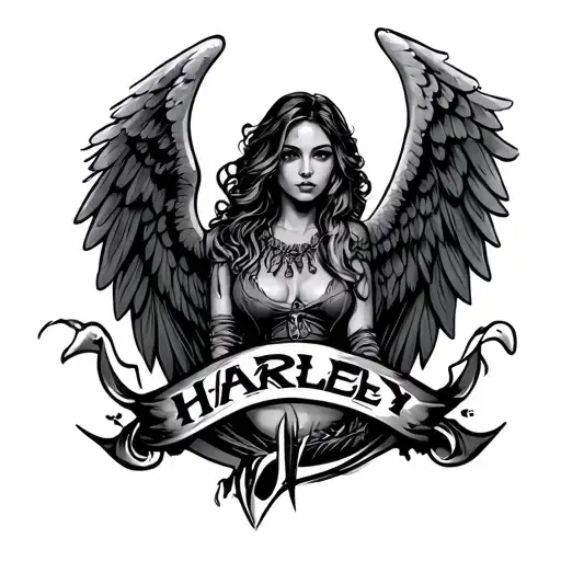 Name Harley With Angel Wings