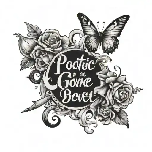A Tattoo Design Of A Poetic Quote Written In A Unique Font With Art-inspired Elements Surrounding It
