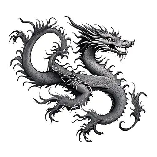 Two Thai Dragon On Lower Back