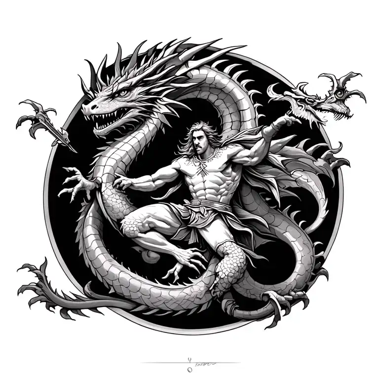 Saint George Killing A Dragon More Traditional And Linework