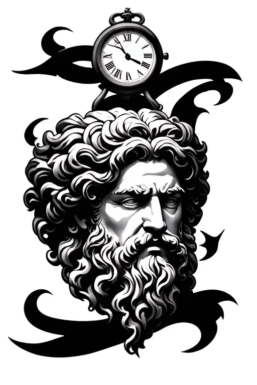 Greek Mythology Zeus Face With Clock Surrounded