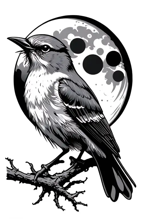 Mockingbird With Moon