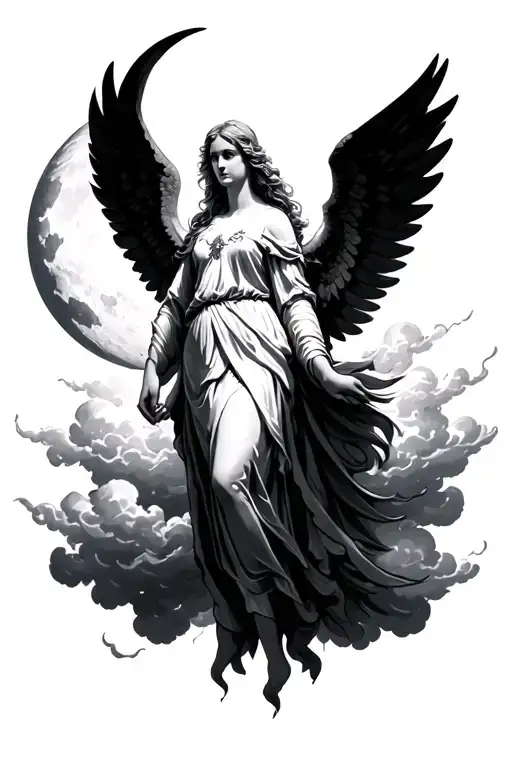 Moon Clouds Guardian Angel