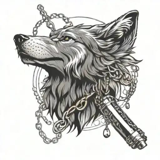A Wolf Wearing A Gold Chain With A Microphone Pendant
