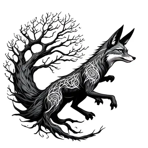 Yggdrassil Tree And Fox