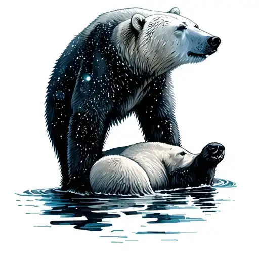 Polar Bear Sunbathing Scene With A Celestial