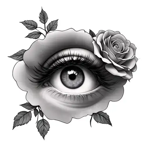 Newborn Daughter Eyes Surrounded With Roses