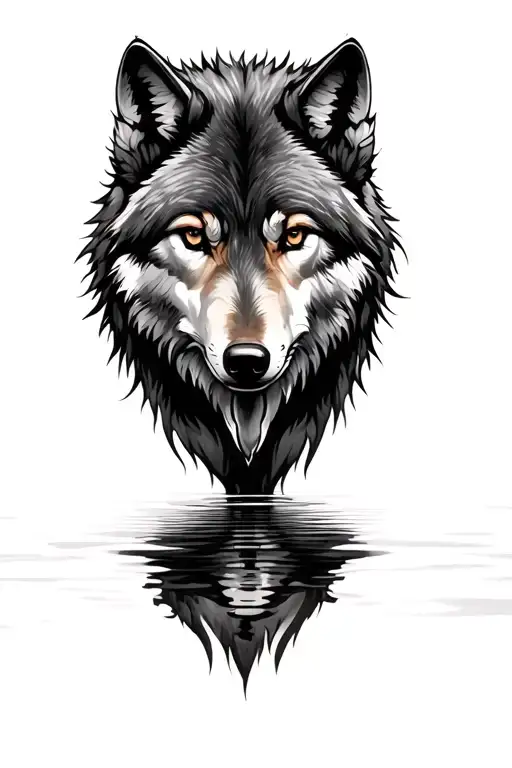 Wolf Reflected In Water
