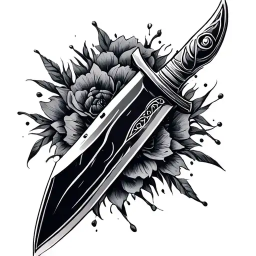 A Very Dark Knife Without Any White Color With Shading All Around