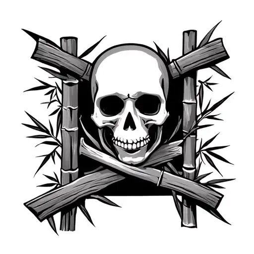 Skeleton At A Crossroads Of Bamboo